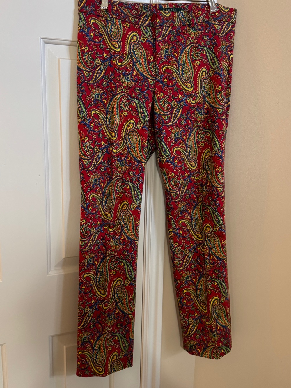 Women’s Lauren Ralph Lauren Red Paisley Straight Leg Pants